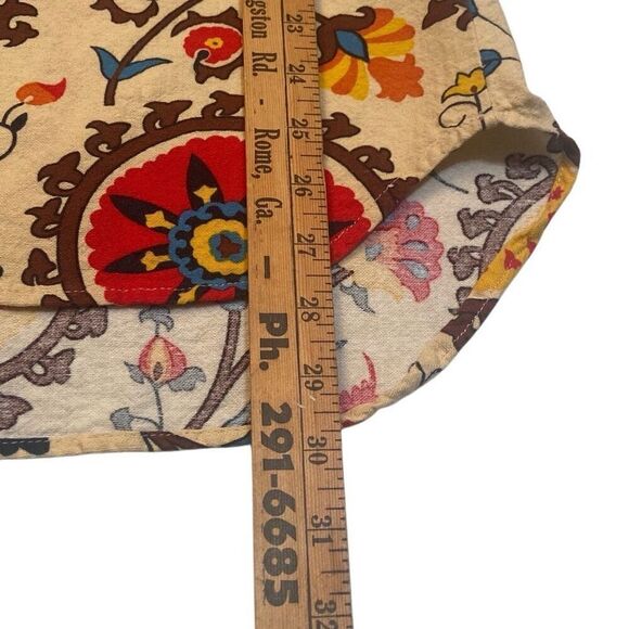 Emery Rose Tan Colorful Floral Boho Bohemian Long Sleeve Tunic Women Size Small - Picture 11 of 12